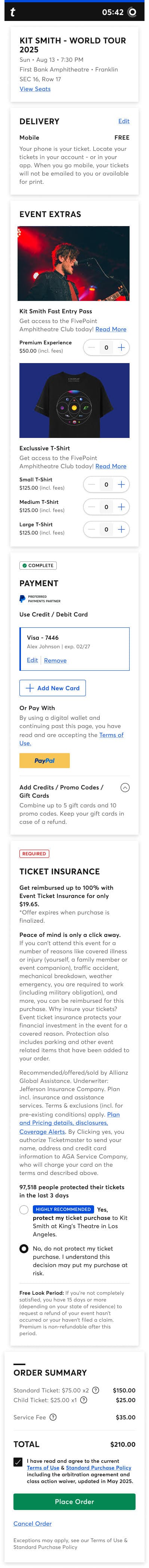 Pricing variant A with explicit fee breakdown